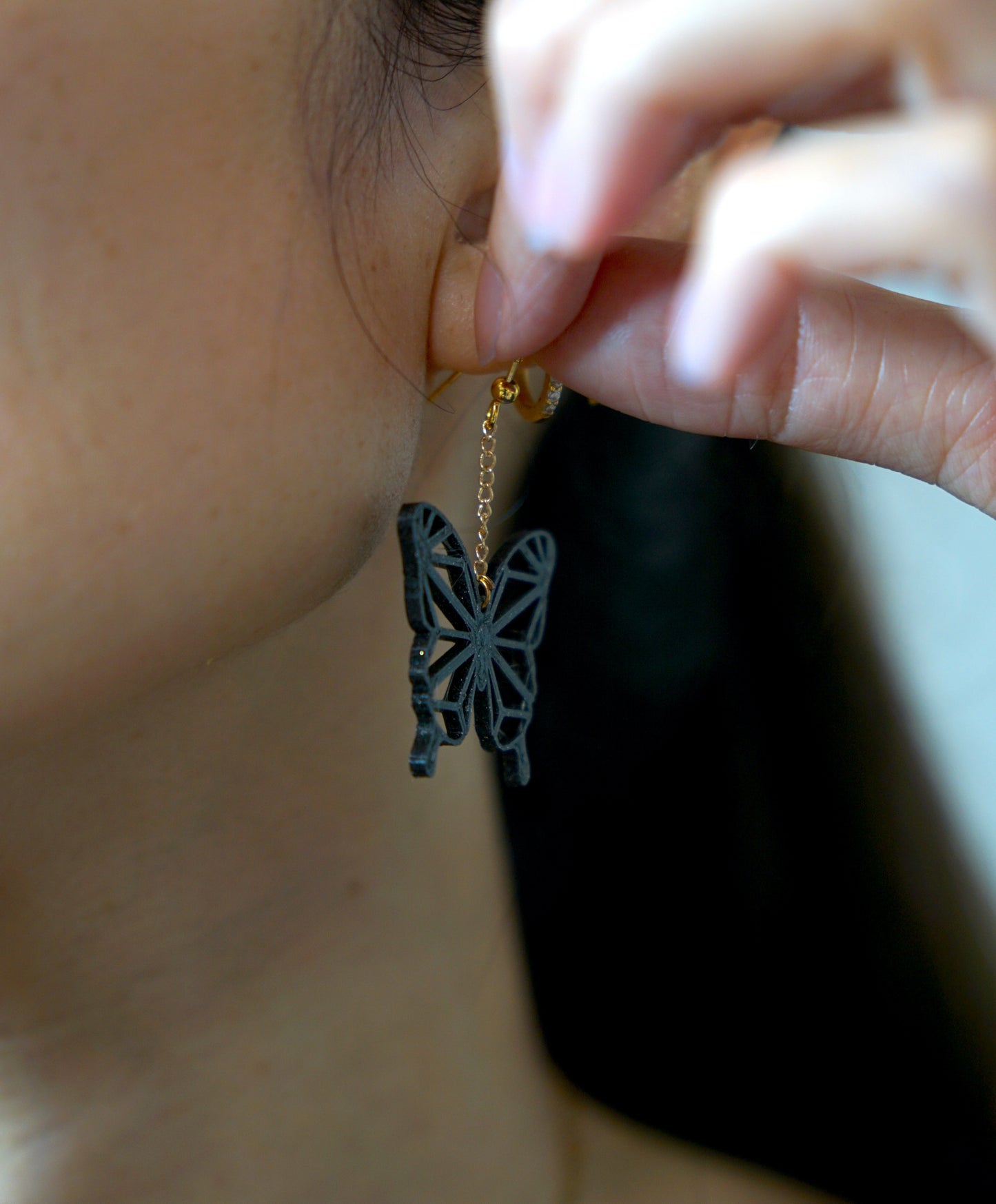 KUMIKO Butterfly Earring - Black